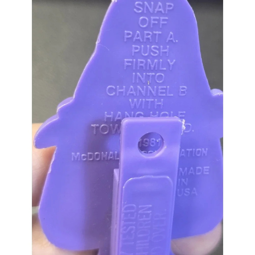 1981 McDonald's Grimace Plastic Purple Toy Whistle Character Vintage Happy Meal